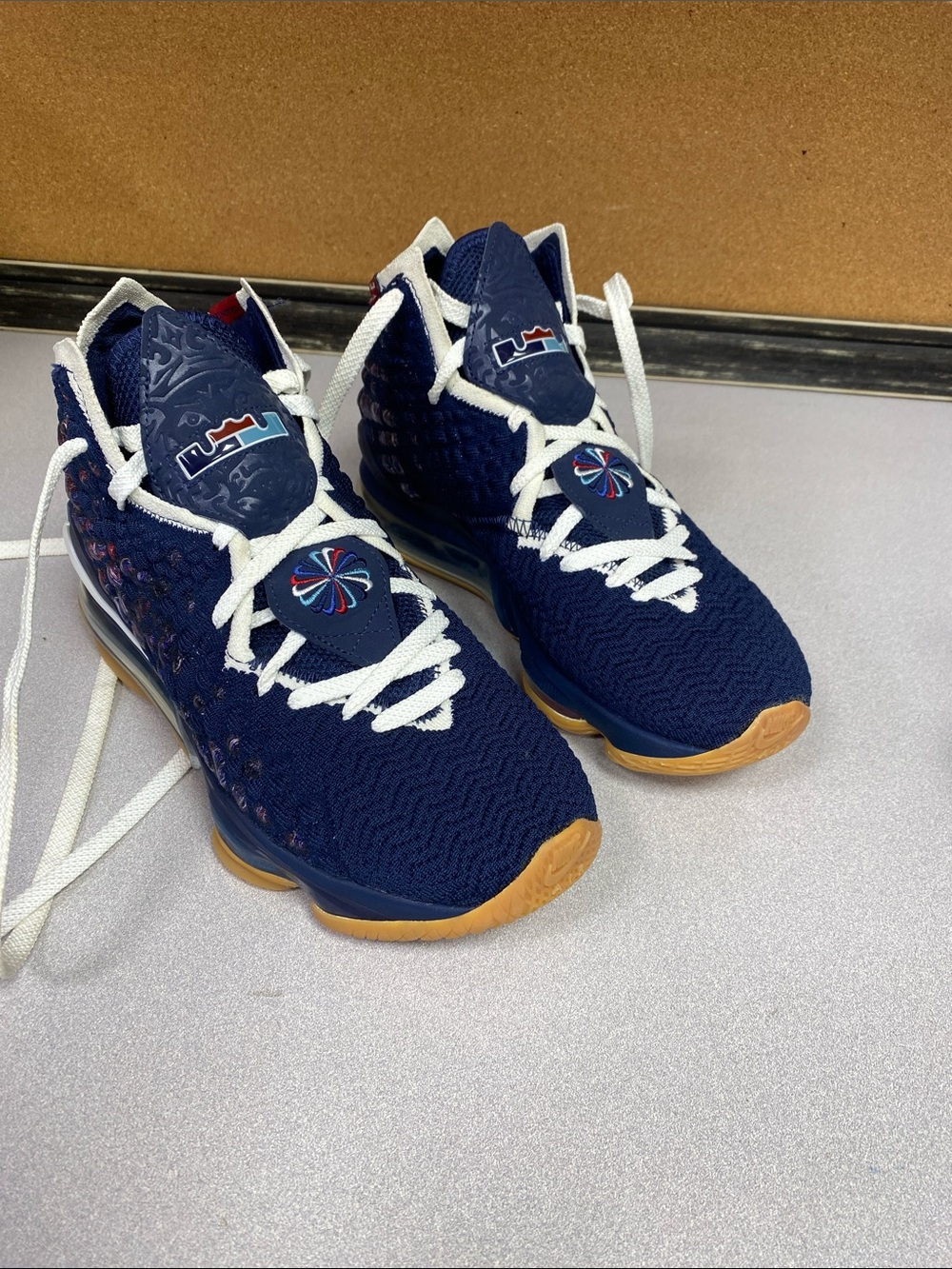 Nike Lebrons Navy Blue Athletic Sneakers with Gum Sole